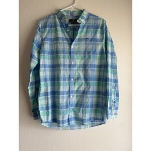 Vineyard Vines Shirt Boys Sz 18 Blue Plaid Classic Fit Tucker Button Up NEW